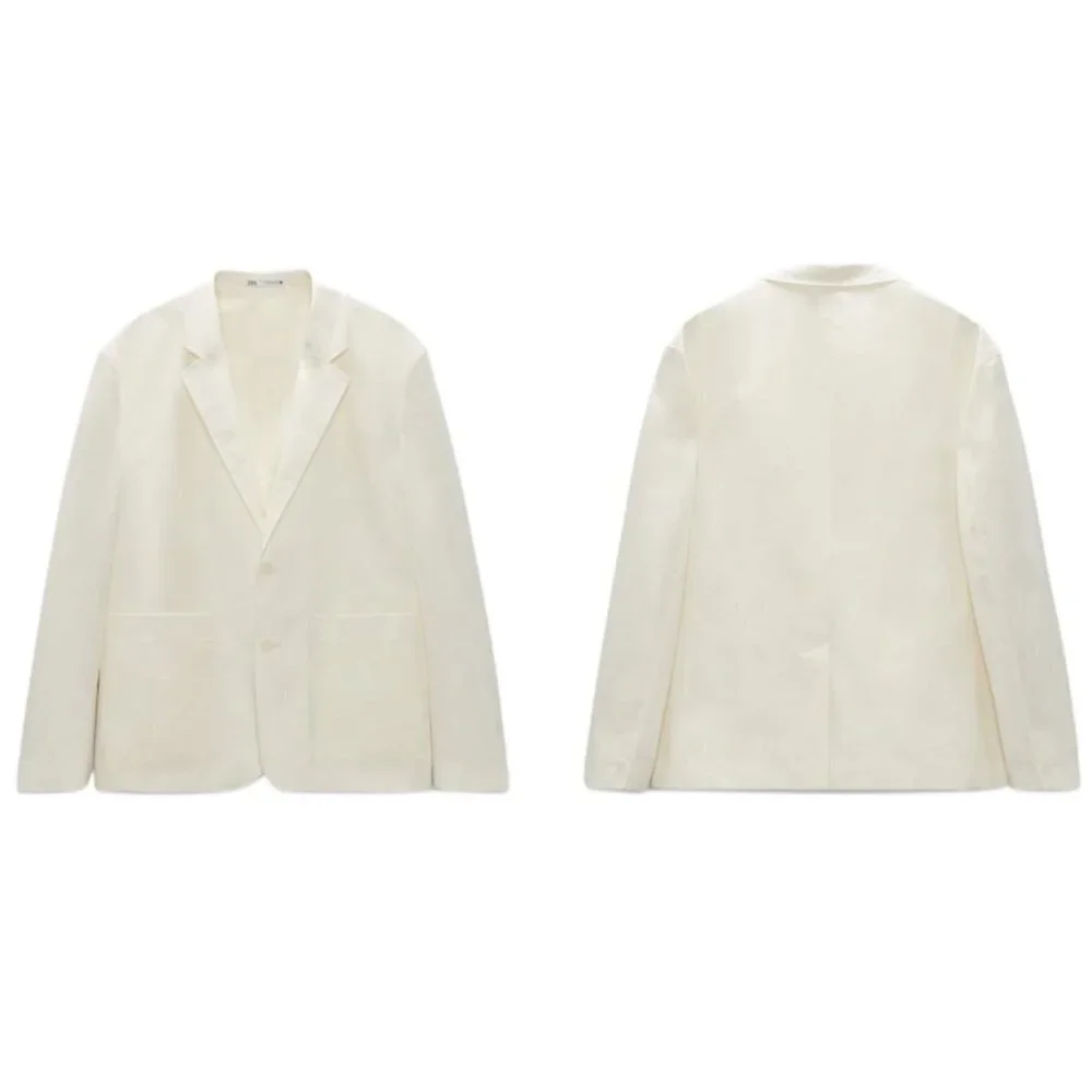 ZARA POPLIN SUIT JACKET SS22 OYSTER WHITE | 4626/076